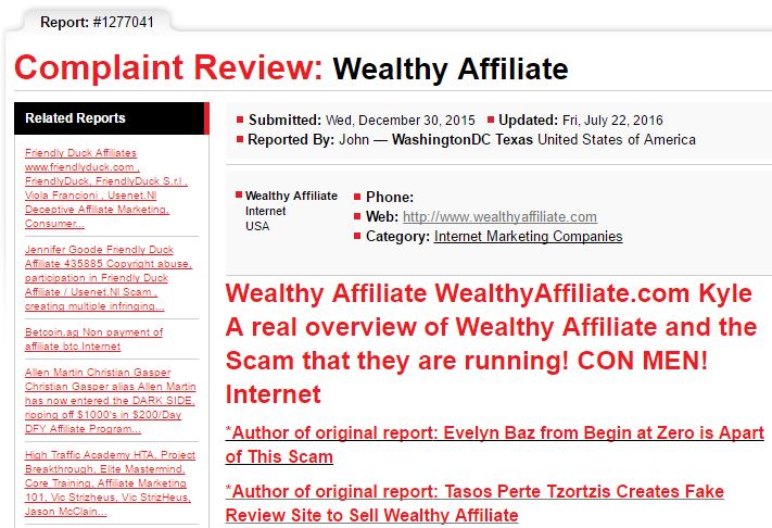 wealthy affiliate scam report